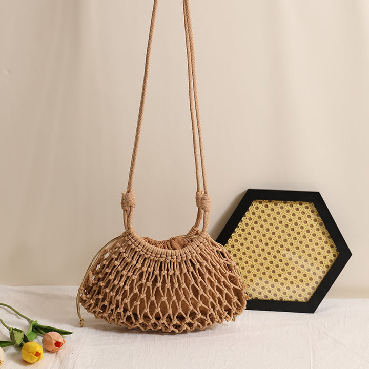 Fine Makramee-Crossbody-veske med forsterket bærerem Skanto