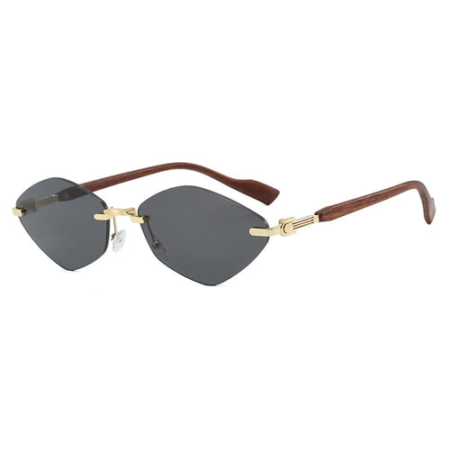 Dame geometrisk solbrille med luksuriøse trearmer og polariserte glass Skanto