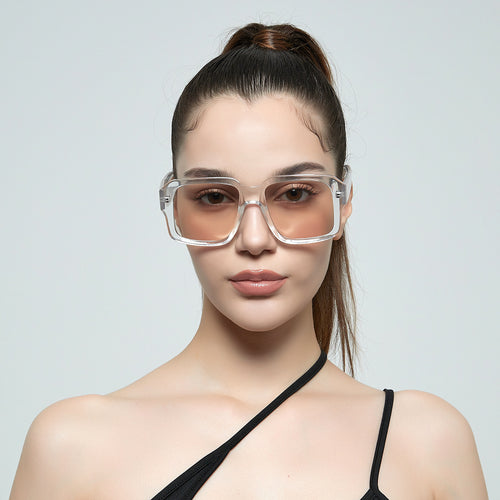 Dame moteriktig kvadratisk solbrille i moderne skilpadde-design Skanto