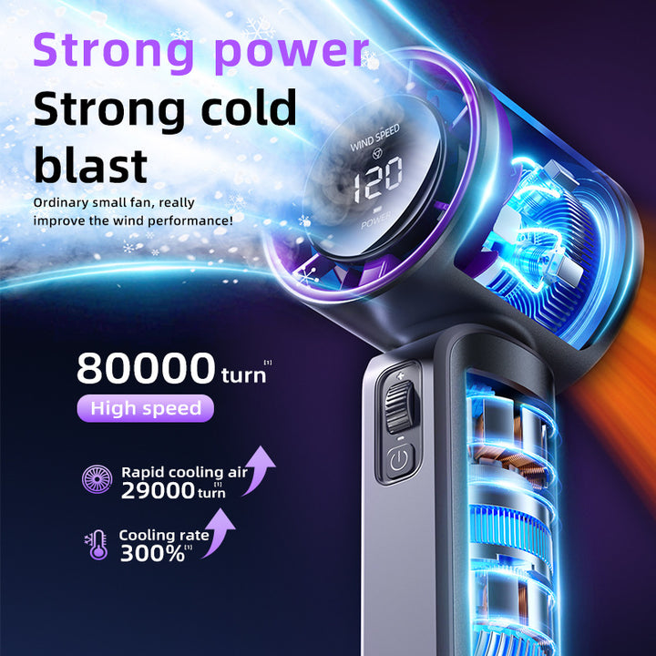 Damehåndvifte med LED-skjerm og turbofan Skanto