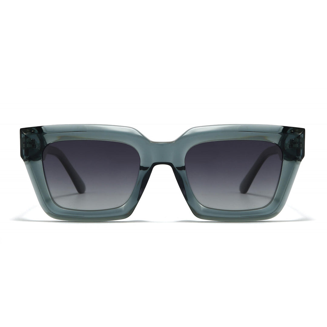 Dame firkantet solbrille med moderne plastikkinnestel og myke linser Skanto