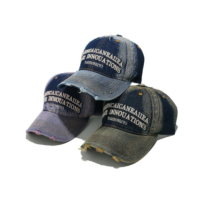 Kvinne Slitt Denim Grafisk Baseballcaps Skanto