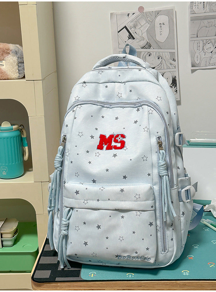 Hverdags Star Print Multi-Compartment Skole Ryggsekk