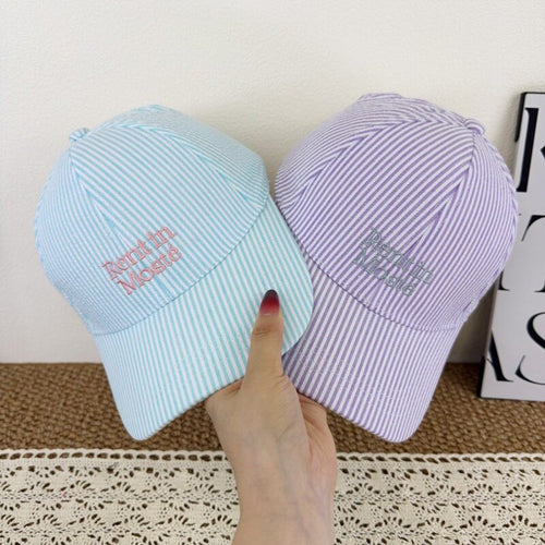 Kvinne Stripet Brodert Baseball Caps Skanto