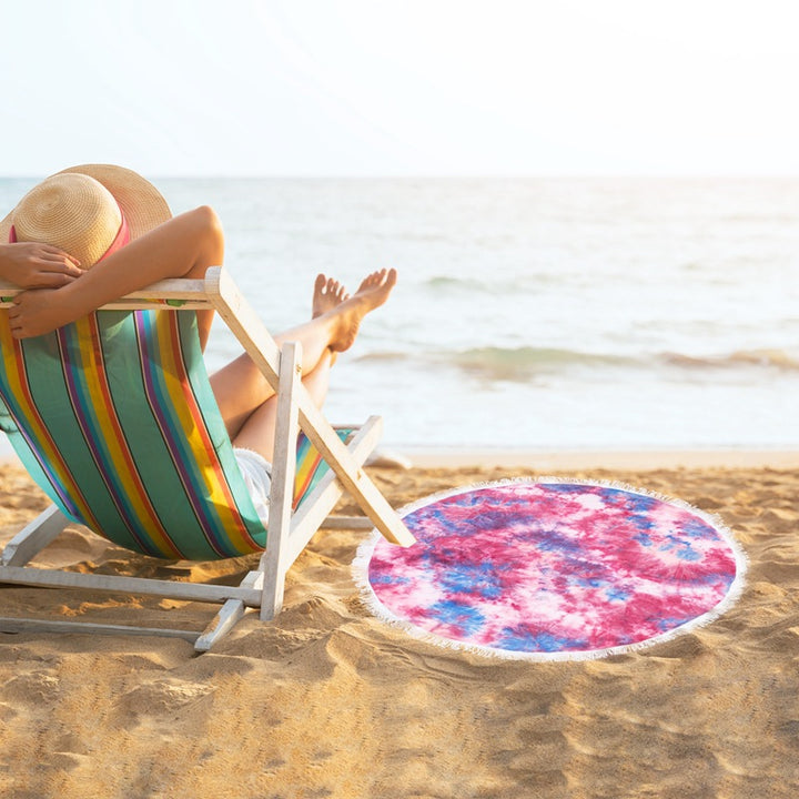Dame rund stranddeken med frynser Skanto