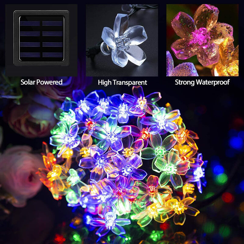 Skanto | LED Solar Sakura String Lights Vanntette Utendørs Fe Blomster Lys