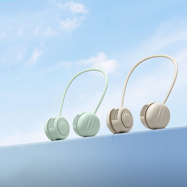 Kjølende handsfree dual-hodet bærbar nakkevifte med fleksibel gåsehals og USB-C opplading Skanto