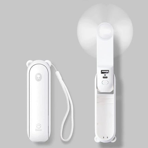 Unisex en størrelse sammenleggbar oppladbar håndvifte med innebygd powerbank og doble USB-ladeporter Skanto