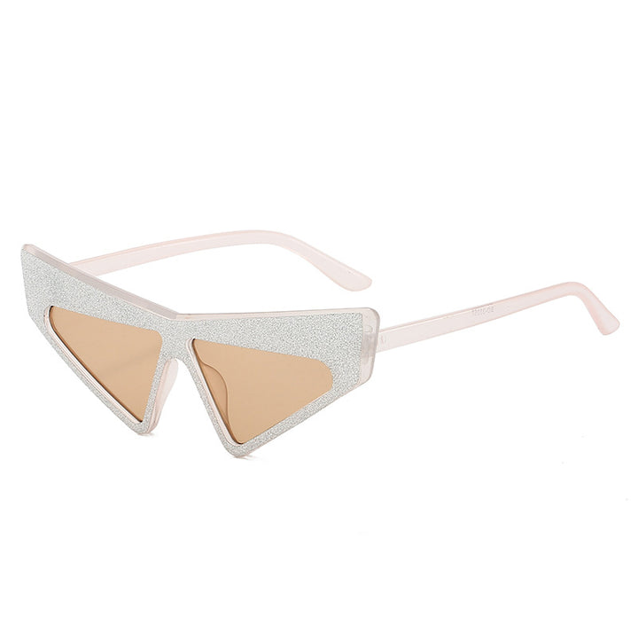Dame futuristisk solbrille med glitrende ramme Skanto