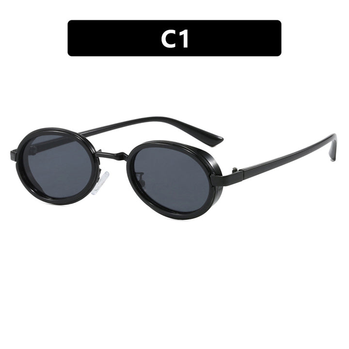 Dame rund solbrille med lette glass og gyldne detaljer Skanto