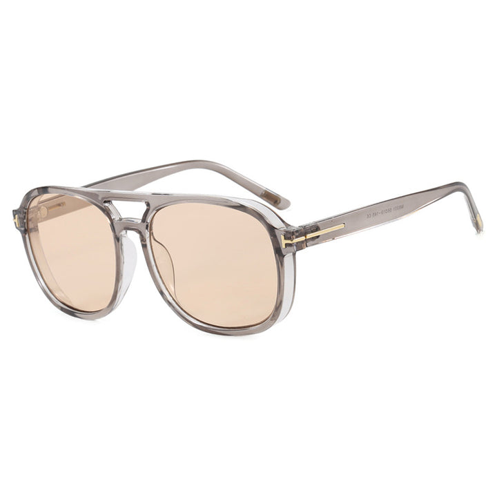 Dame kvadratisk solbrille med luksuriøs plastramme og speilglass Skanto