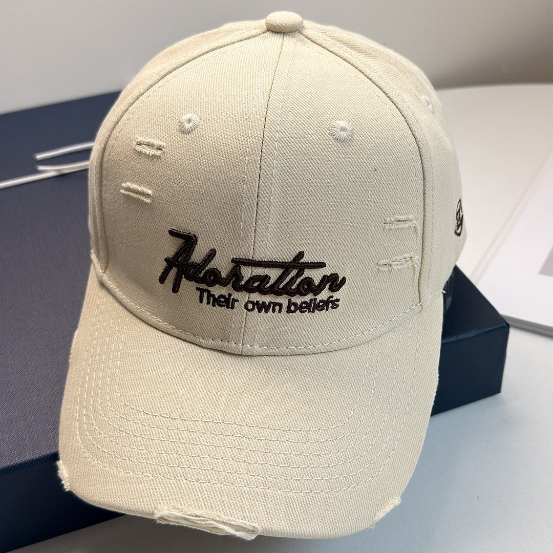Dame Dame Slittet Brodert Baseball Cap Skanto