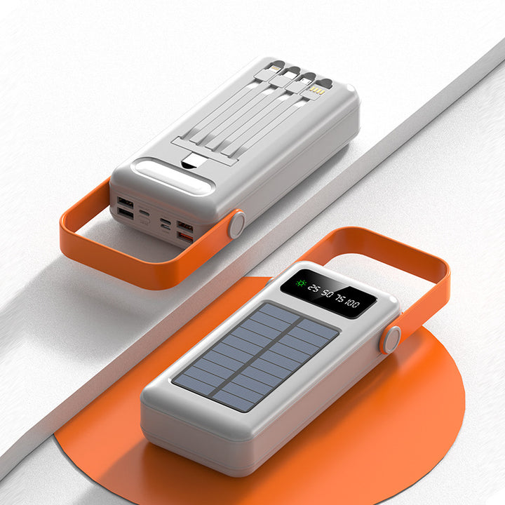 Multifunksjonell solpowerbank med integrerte ladekabler Skanto