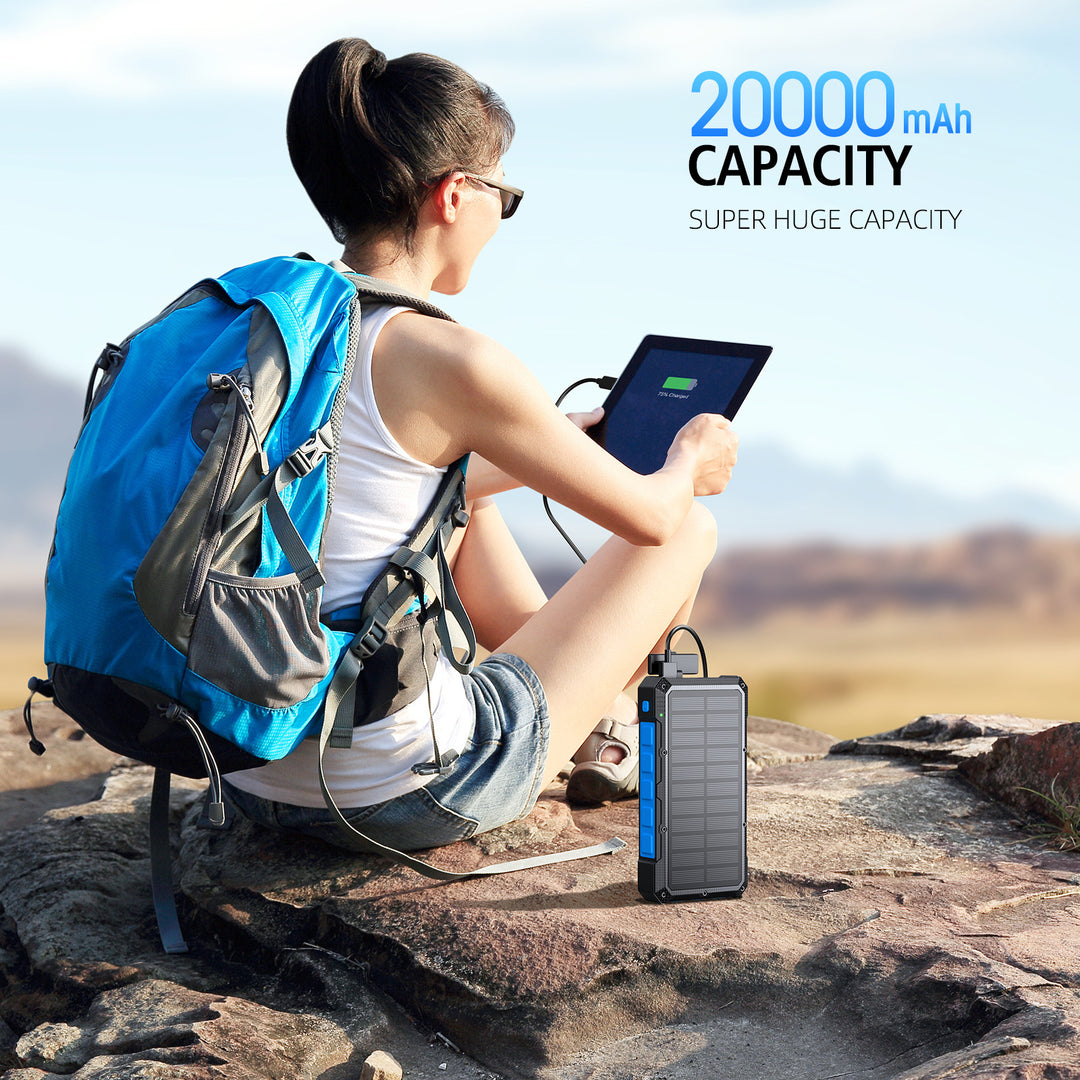 Solar Powerbank med hurtigladingsfunksjon og integrert lommelykt Skanto