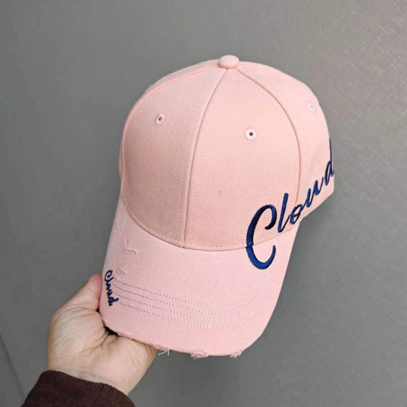 Kvinne Slitt Bomull Baseball Caps med Skript Design Skanto