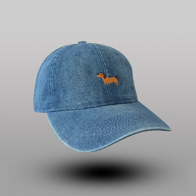 Kvinnens avslappede broderte hundetema baseball caps Skanto