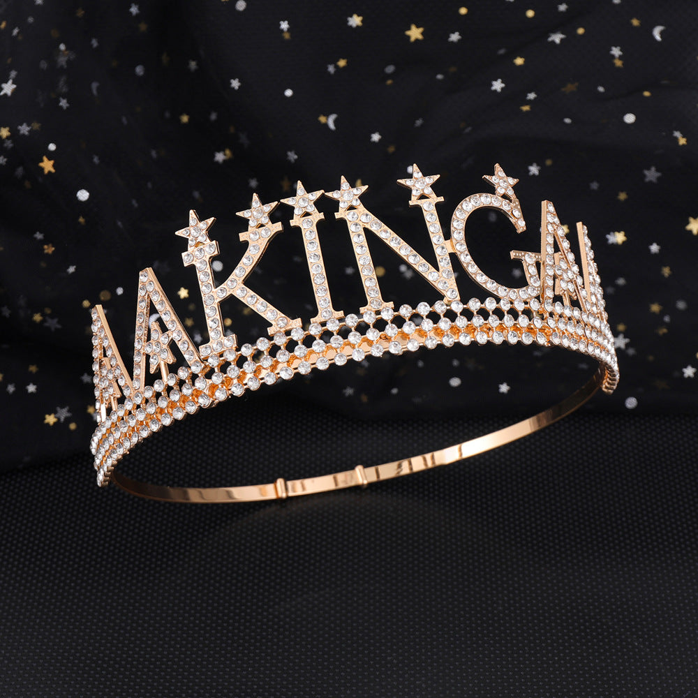 Damer Glitrende bursdagskrone med et kongelig "Birthday King"-sash-sett Skanto