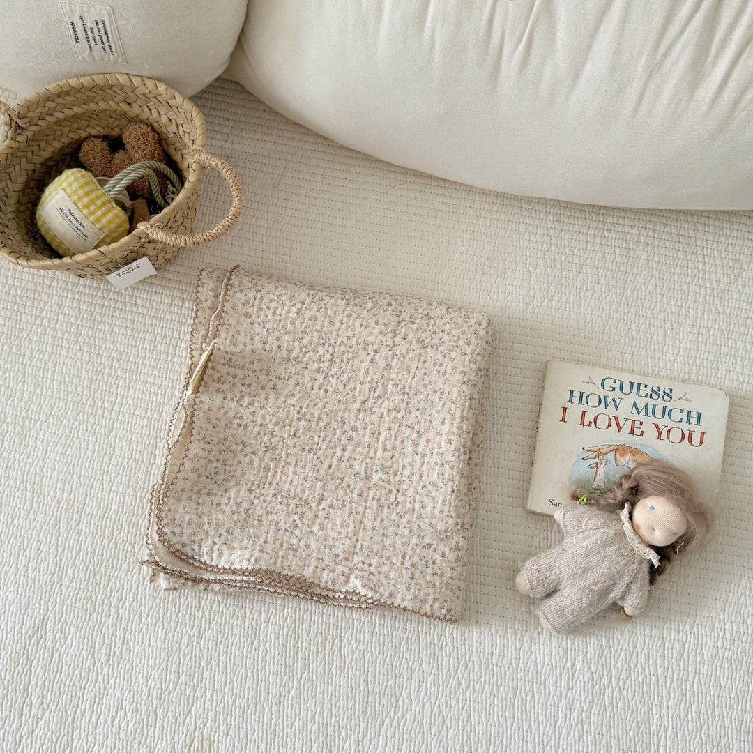 Unisex Cozy Muslin Teppet med Delikat Blomster Mønster Skanto