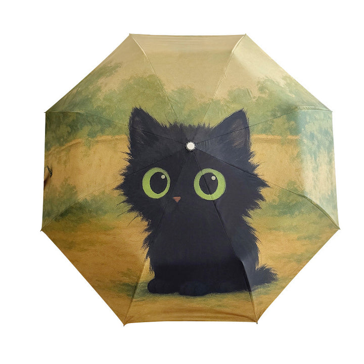 Dame foldere paraply med kreativt kattemotiv Skanto