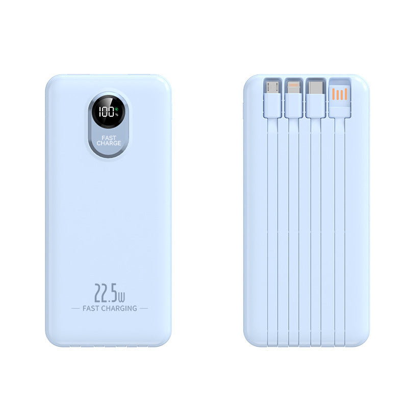 Bærbar Powerbank med 22,5 W hurtigladefunksjon og innebygde kabler Skanto