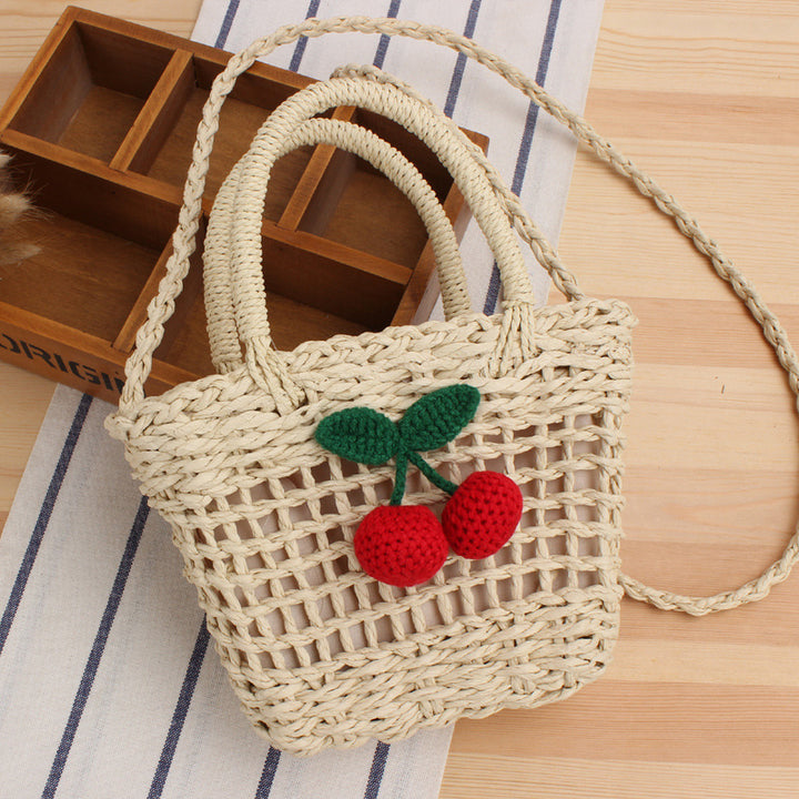 Shoulder Bag with Handmade Fruit Motif Skanto