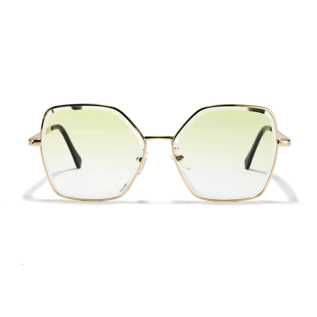 Dame geometrisk solbrille med fashionable gullramme Skanto