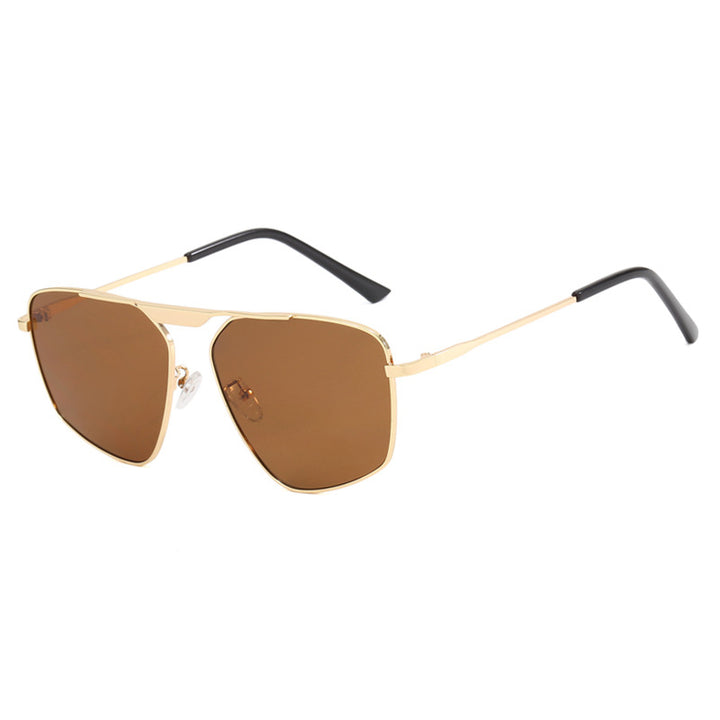 Dame solbrille i moderne, geometrisk design med robust metallramme Skanto