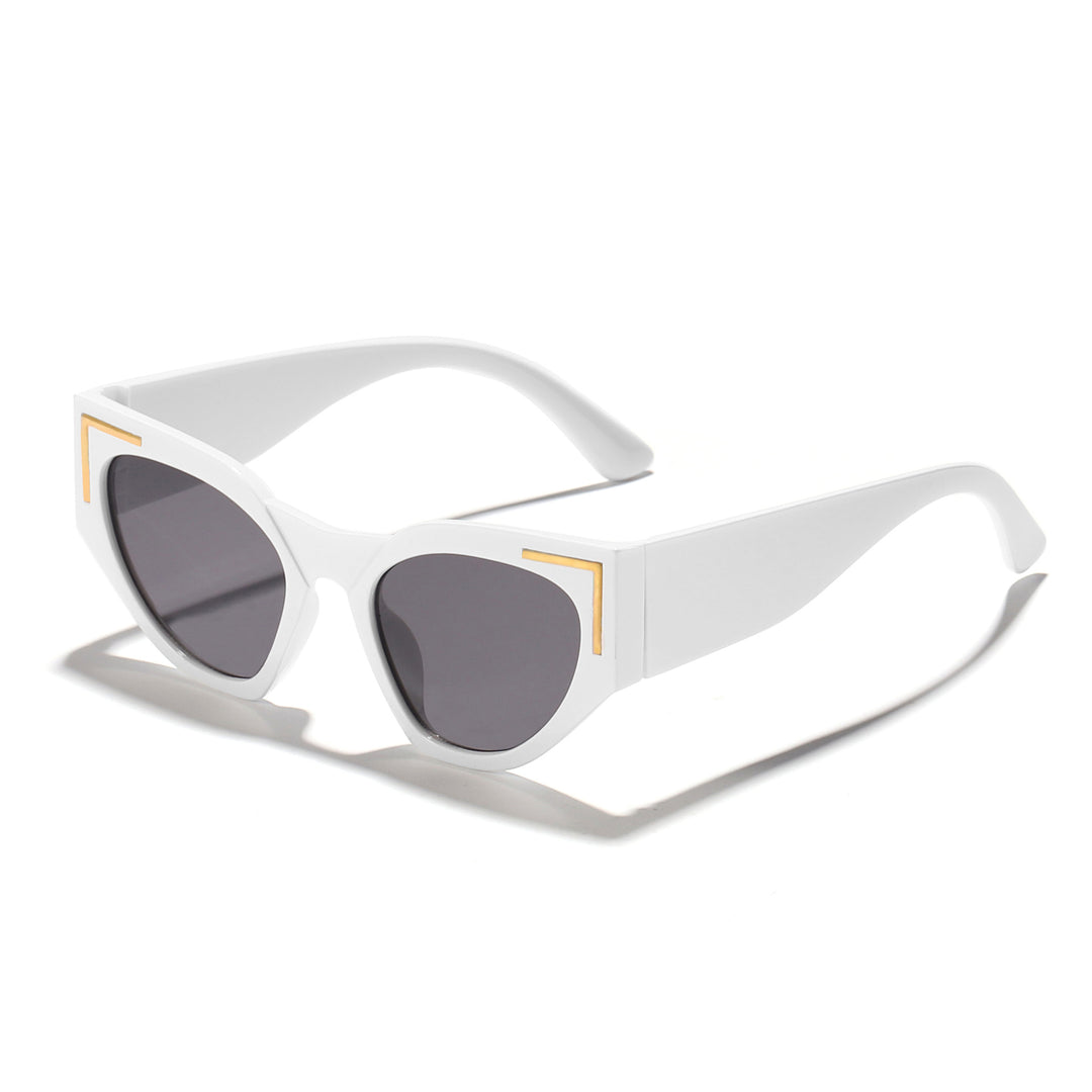 Dame kreativ Cat-Eye solbriller med transparent ramme og brune glass Skanto