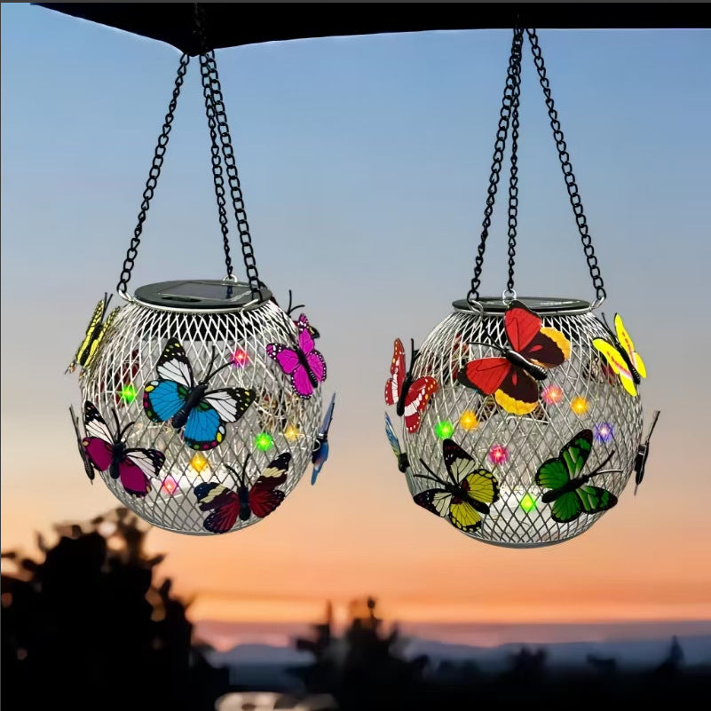 Solcelle Hengende Utelamper Med Vintage-stil LED Trådpære Og Metallbur Vanntett Oppheng Skanto