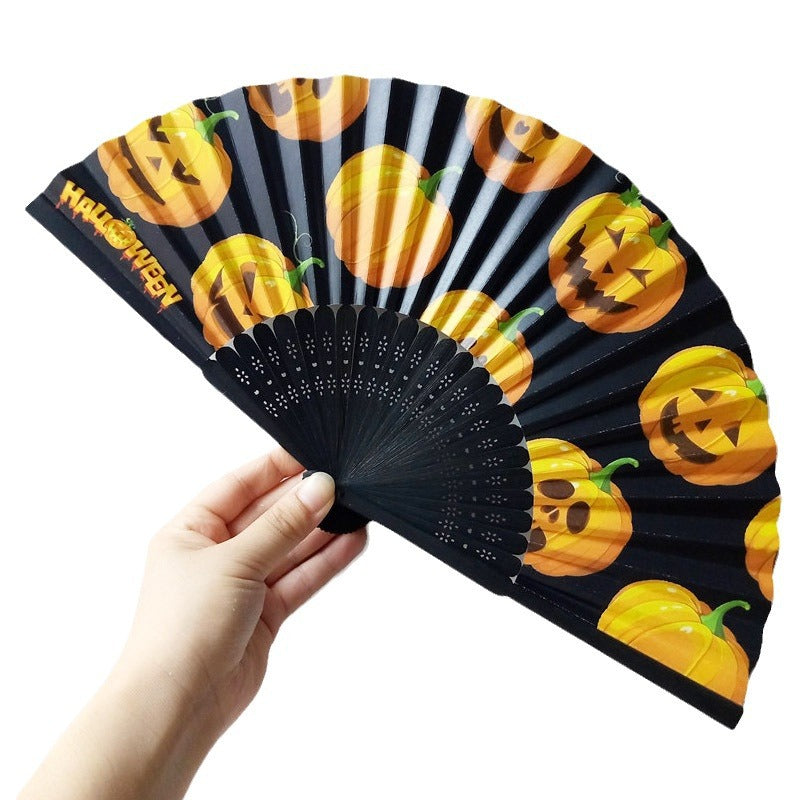 Dame dekorativ vifte med Halloween-motiver Skanto
