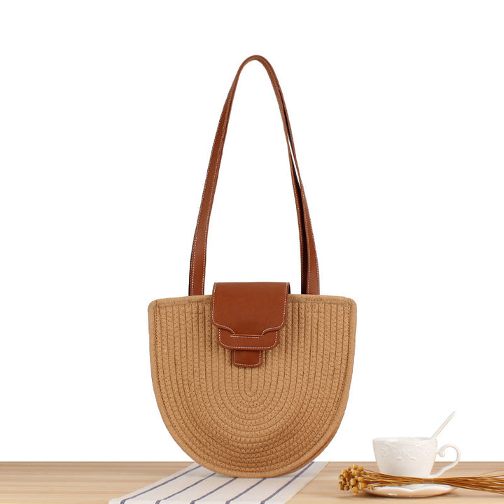 Flettet tote bag med elegant lærdetalj Skanto
