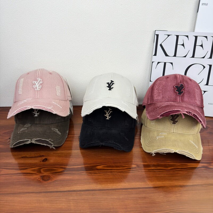 Herres Slitt Denim Justerbar Baseball Cap Skanto