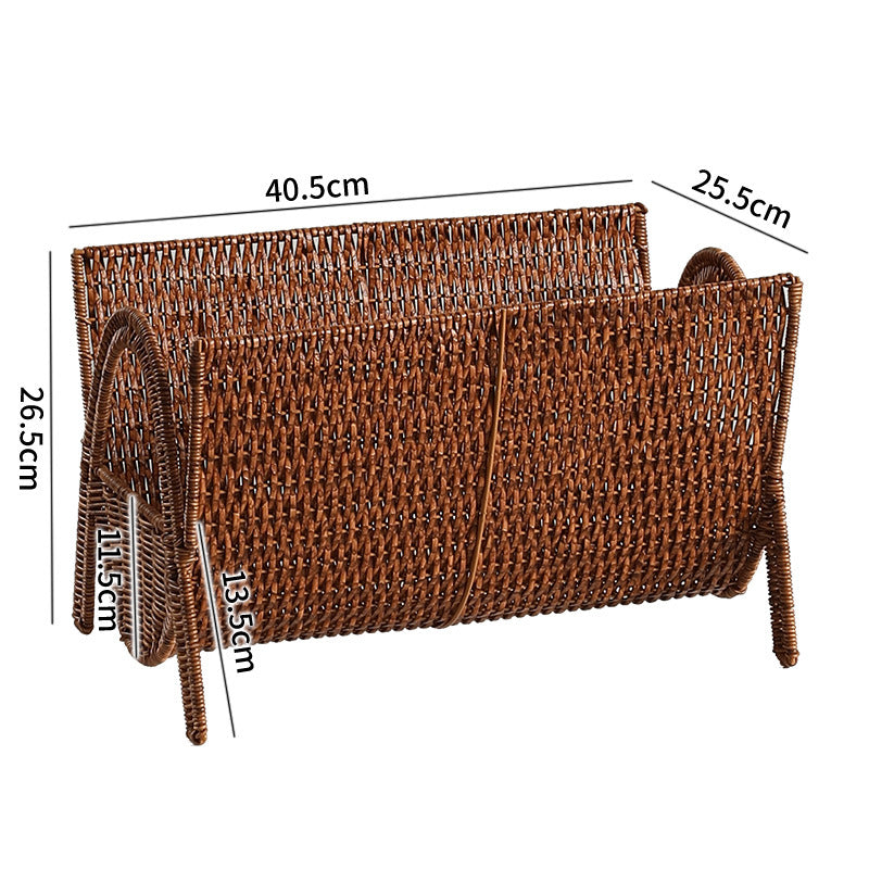 Unisex Rektangulær Magasinkurv laget av håndvevd Rattan Skanto
