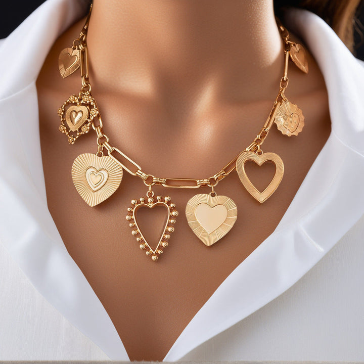 Skanto | Chunky Hjerte Charm Halskjede