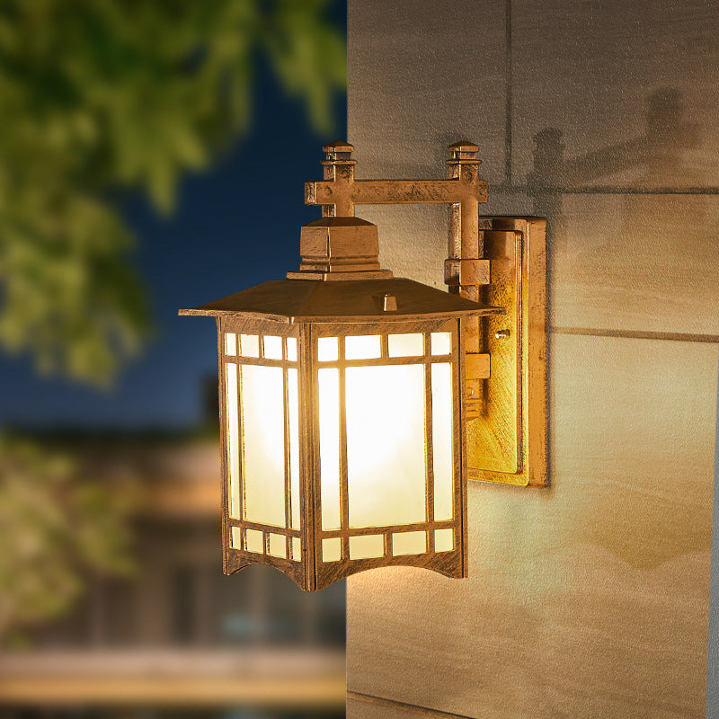 Moderne vanntette solcelle aluminiums kinesisk paviljong form 1-ledd vegglampe | Skanto
