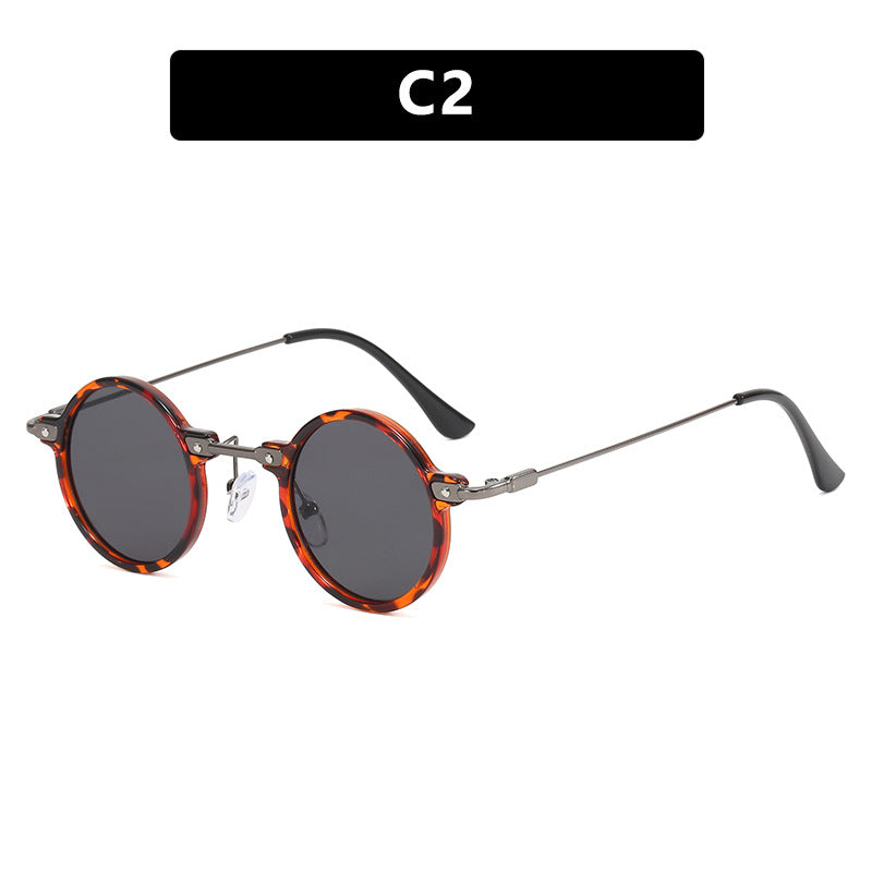 Damen moteriktig rund solbrille med stilig metallramme og polarisert glass Skanto