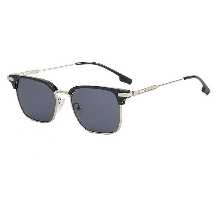Dame kvadratisk solbrille med lett metallramme og brede stenger Skanto