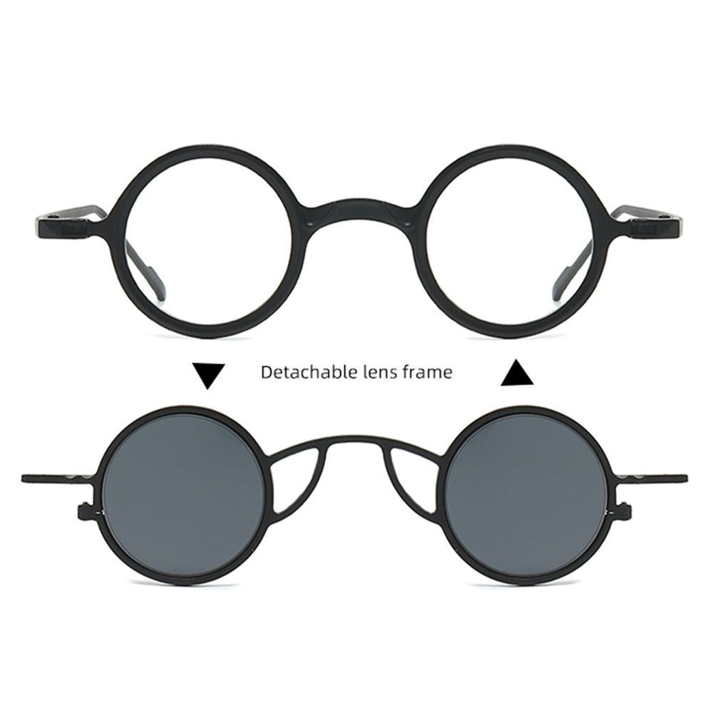 Dame Retro-Rundsolbrille med dobbel ramme Skanto