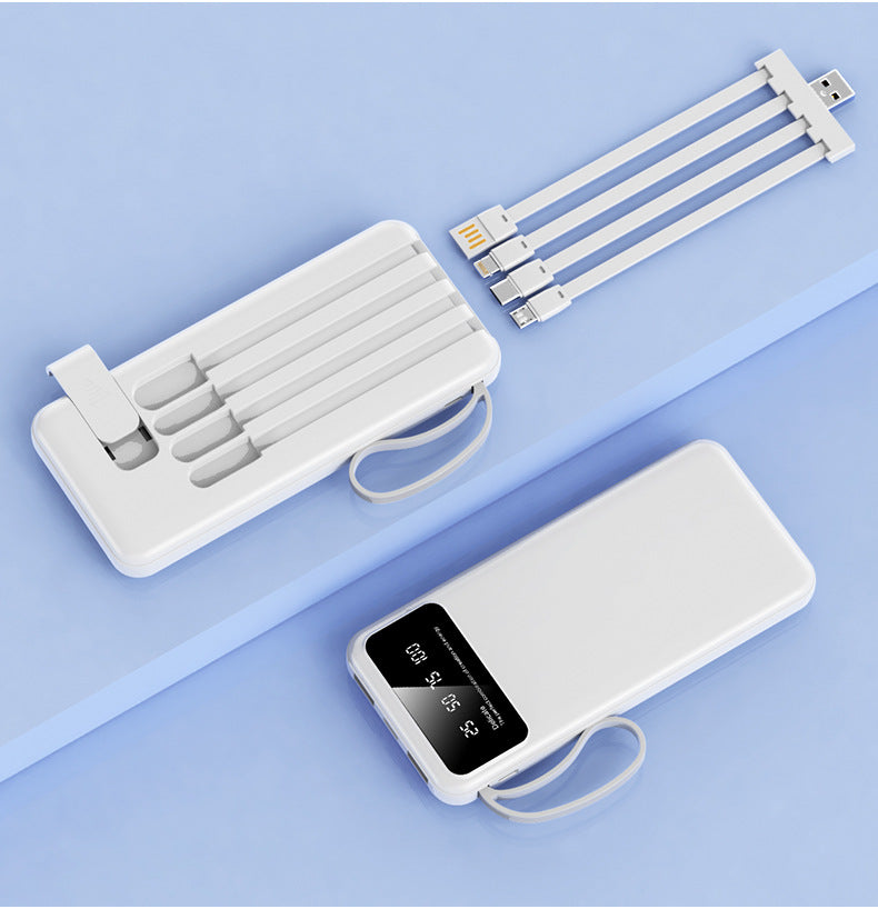 Multifunksjonell Powerbank med integrerte ladekabler Skanto