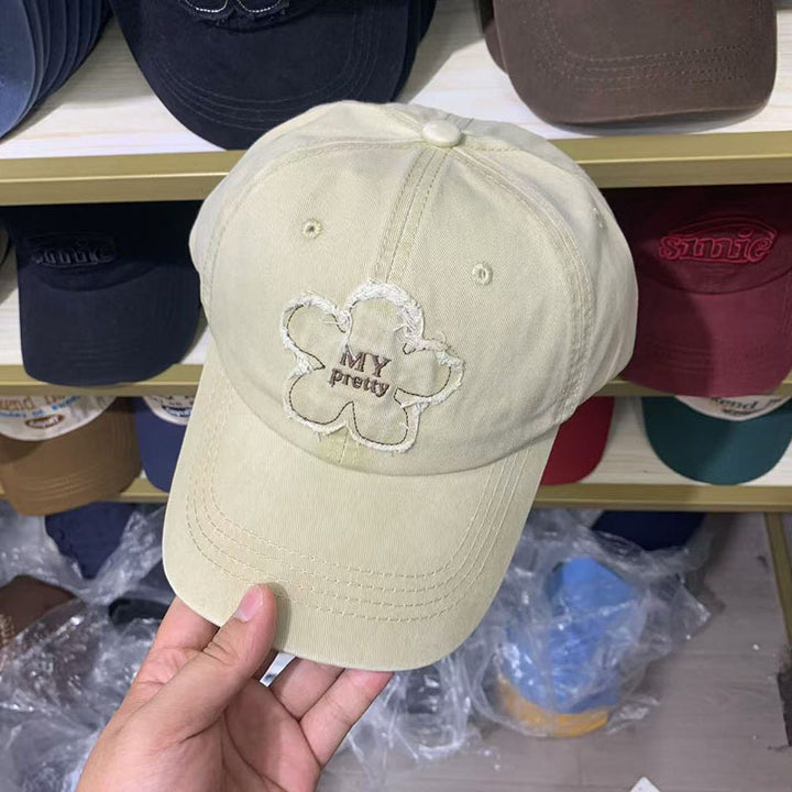 Kvinne Slitt Blomsterbrodert Baseball Caps Skanto