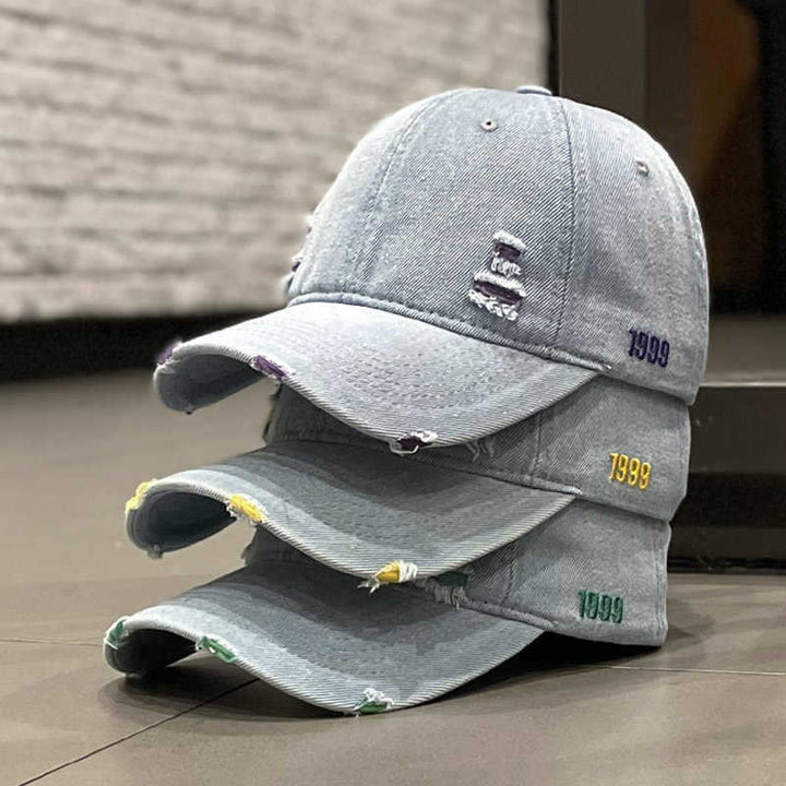 Unisex Slittet Denim Baseball Caps Skanto