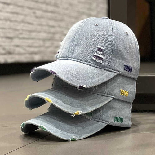 Unisex Slittet Denim Baseball Caps Skanto