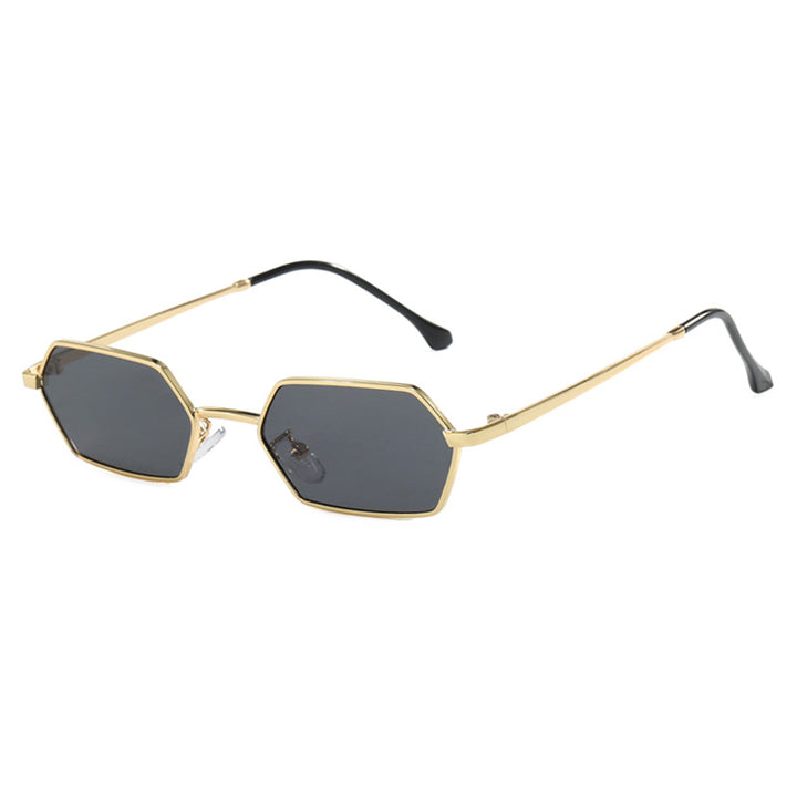 Dame hexagonal solbrille med elegant metallramme og UV-beskyttelse Skanto