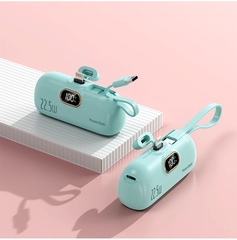 Bærbar Powerbank med innovativ 22,5W hurtigladefunksjon og integrert kabelsystem Skanto
