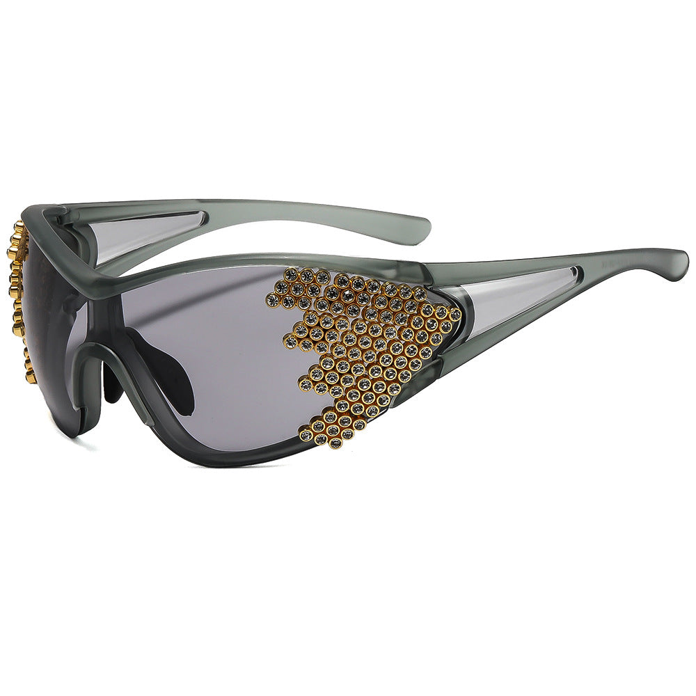 Dame Sporty Solbrille med glitrende dekor Skanto