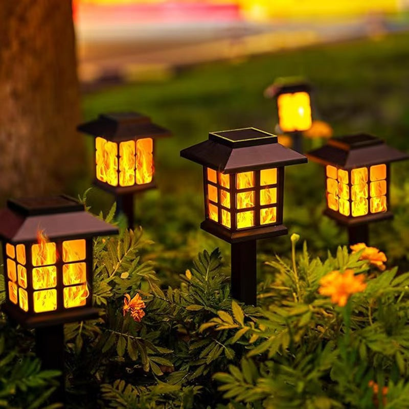 Solcelle Flamme-effekt Hagebane Stake Lanterns Med Værnbestandig ABS Hus Og Varm LED Glød Skanto