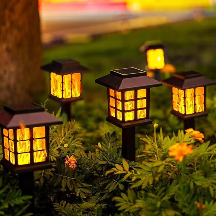 Solcelle Flamme-effekt Hagebane Stake Lanterns Med Værnbestandig ABS Hus Og Varm LED Glød Skanto