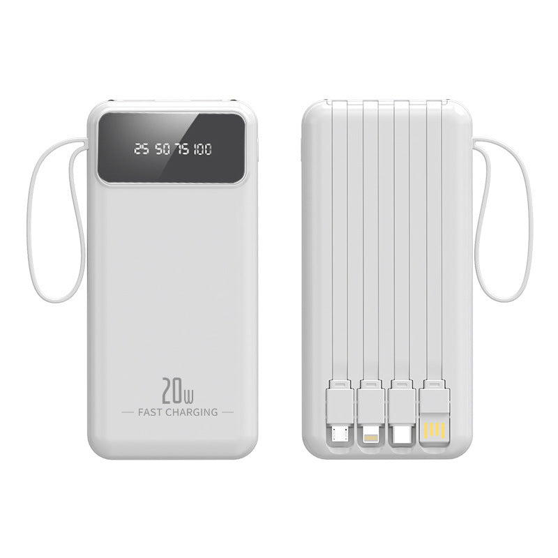 Bærbar Powerbank med innebygd kabelsystem og digital ladningsindikator Skanto