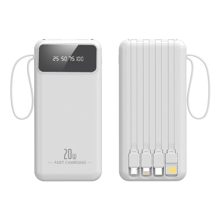 Bærbar Powerbank med innebygd kabelsystem og digital ladningsindikator Skanto