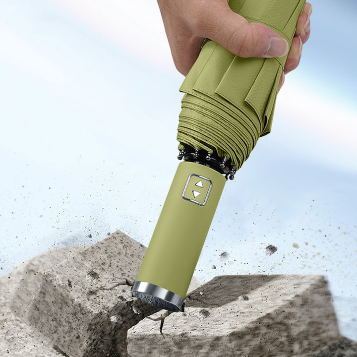 Dame Automatisk UV-beskyttelses sammenleggbar paraply med ergonomisk håndtak Skanto